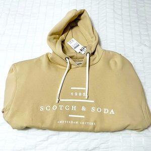 Scotch & Soda Mens Pullover Hoodie, XL, Cream, NWT